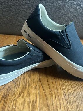 SeaVees Women's Black Slip-On Canvas Sneakers